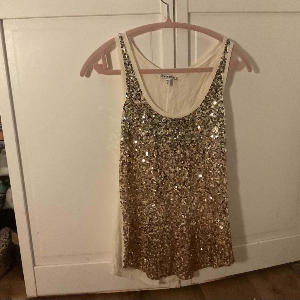 Gold Sequin Tank Top